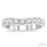 1 Ctw Arched Center Round Cut Diamond Wedding Band in 14K White Gold